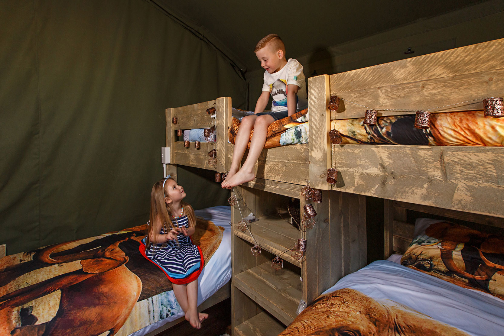 Glamping Safari Tent bedroom Norfolk